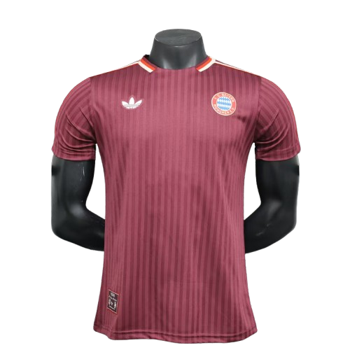 Maroon striped Adidas Bayern Munich 25/26 125th anniversary jersey
