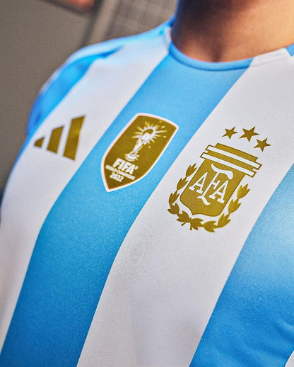 Jersey Seleção Argentina Home 2024/25 + Patch Campeão - Branca e Azul